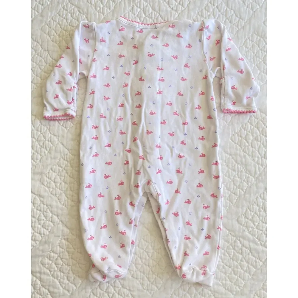 Kissy Kissy Baby Girls Pink Whale Print Footie Sleeper Pima Cotton 0-3 months